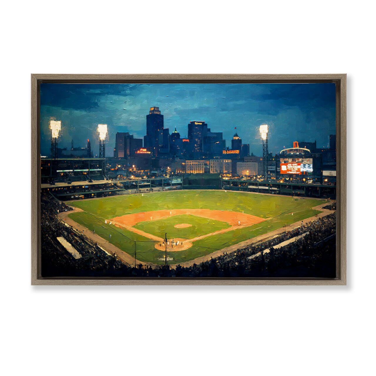 Stupell Industries Baseball Stadium at Night Floating Frame, design by Arlington Prints